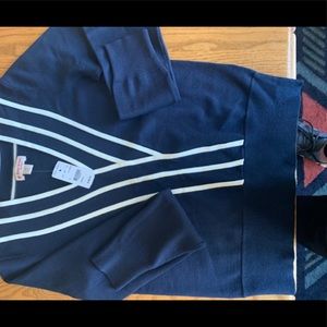 Navy sweater w/white trim